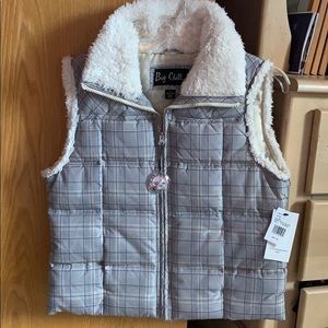 Gray and Beige Plaid Winter Vest